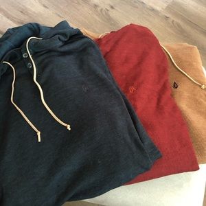 3 Volcom Long sleeved cotton hoodies.